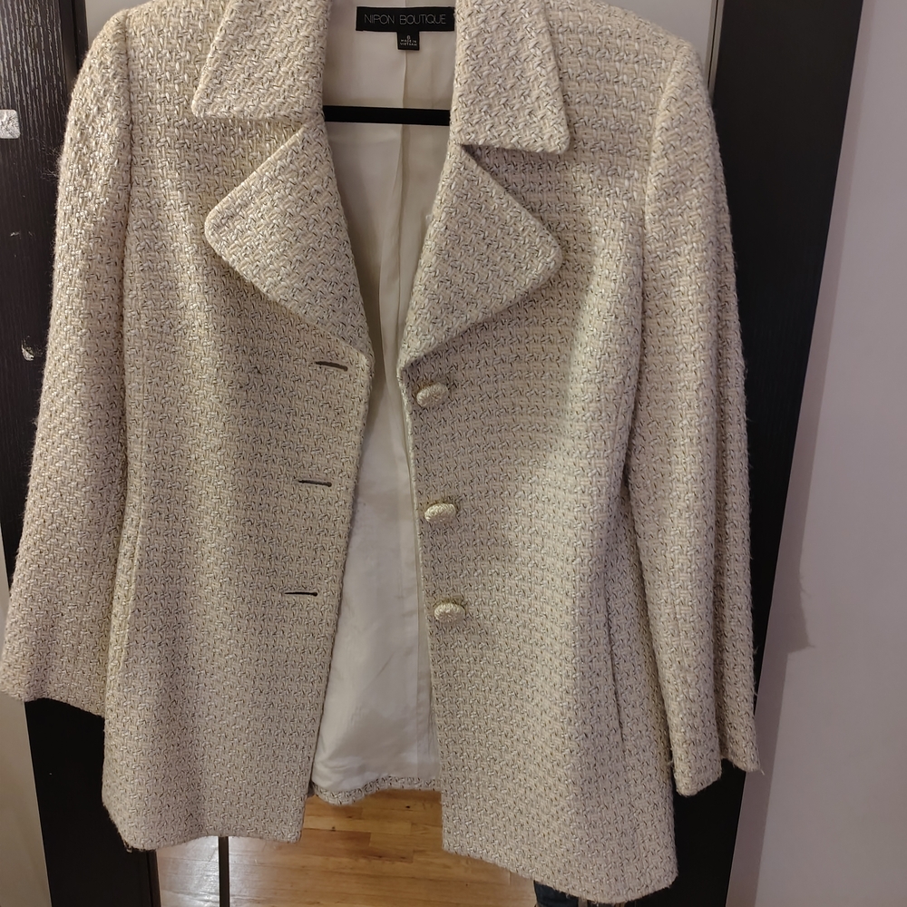 Ivory Textured Women's Coat